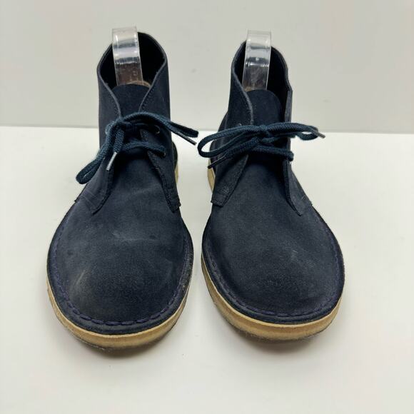 Clarks | Women's Dark Navy Blue Suede Leather Lace Up Desert Chukka Boots - Picture 4 of 12
